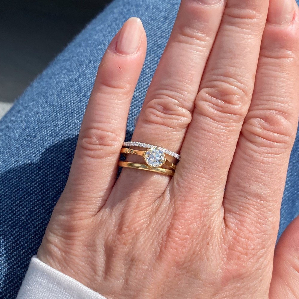 Art Deco 0.75 Carat Old Cut Diamond Engagement Ring, circa 1915 View IX