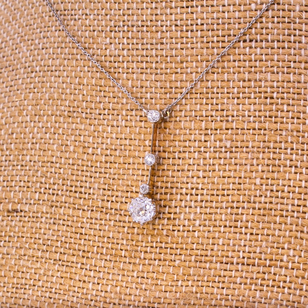 Edwardian 1.12 Carat Old Cut Diamond Pendant, circa 1910