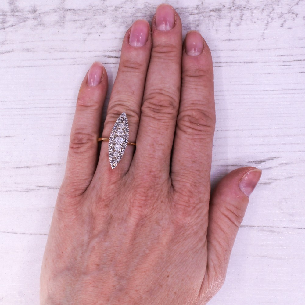 Mid Century 0.67 Carat Diamond Navette Ring, circa 1950 View VI