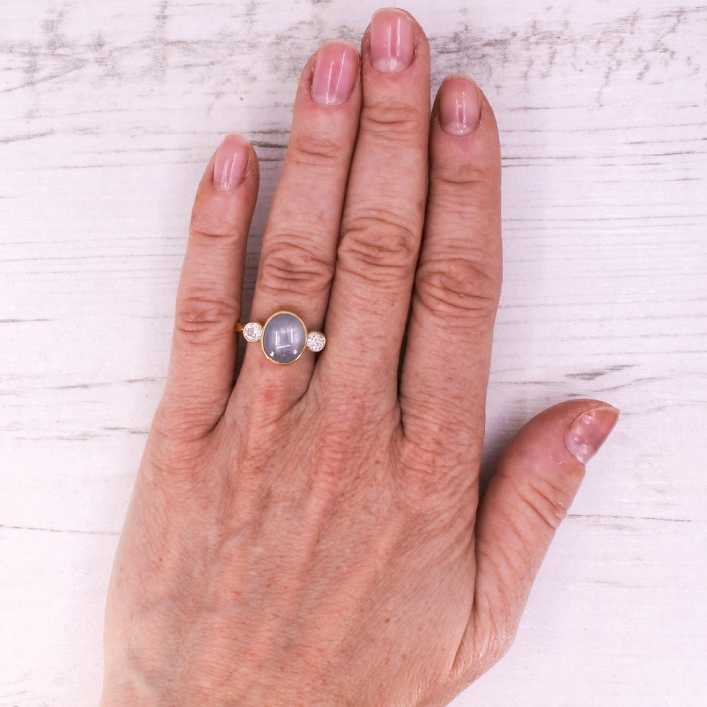 Art Deco 6.35 Carat Ceylon Star Sapphire & Old Cut Diamond Ring, circa 1920 View VII
