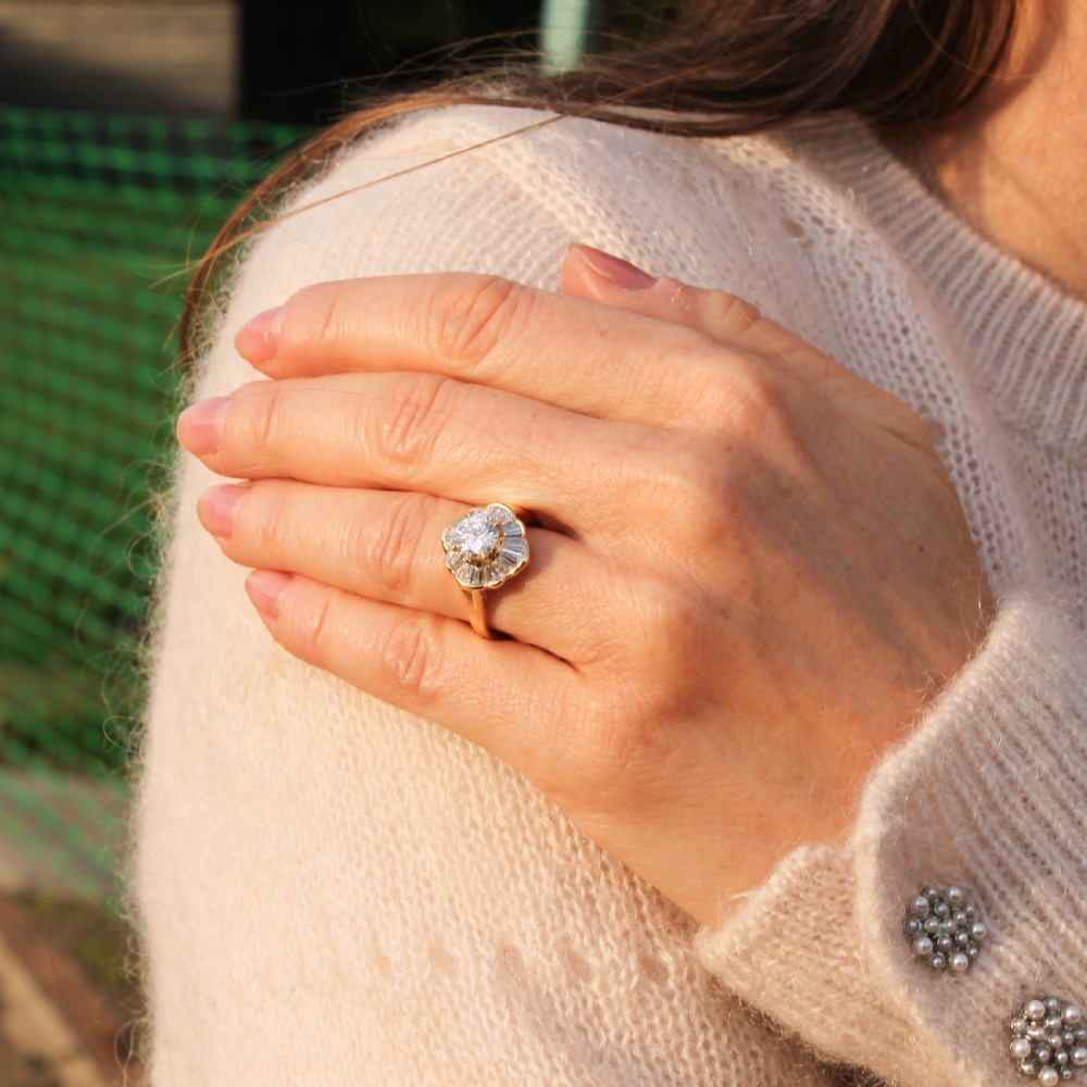 Mid Century 3.00 Carat Diamond Ballerina Ring, circa 1965 View VII