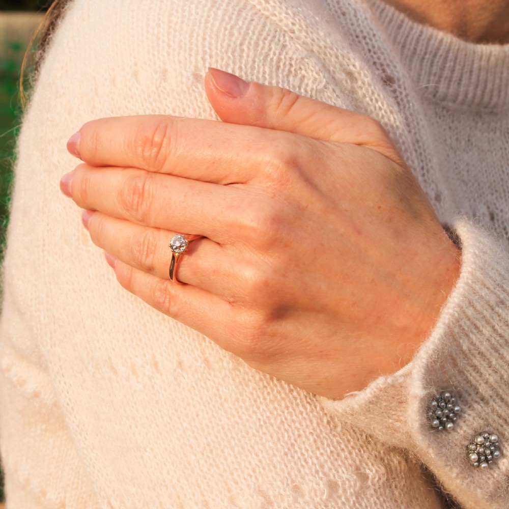 Art Deco 0.87 Carat Light Brown Old Cut Diamond Engagement Ring, circa 1930 View VII