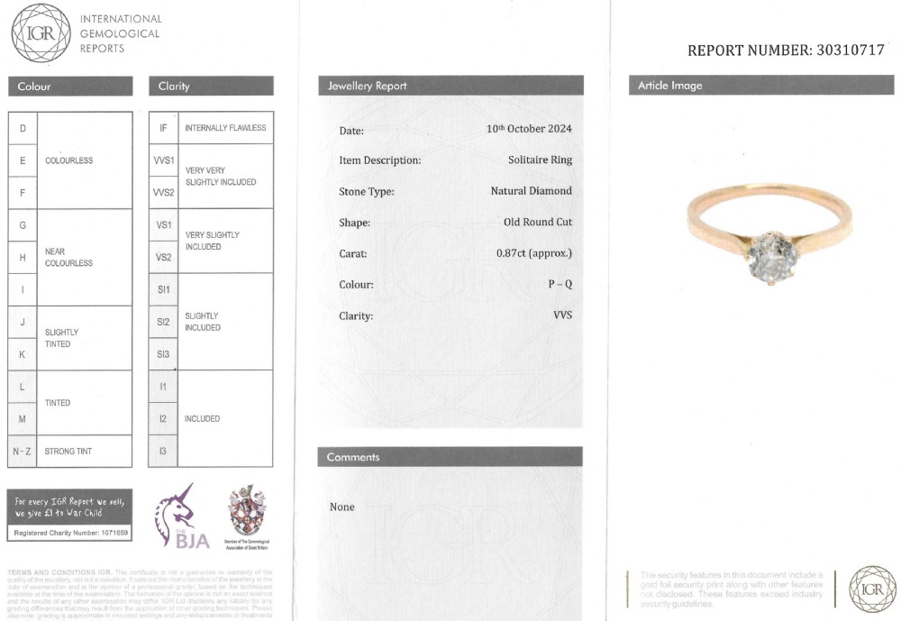 Art Deco 0.87 Carat Light Brown Old Cut Diamond Engagement Ring, circa 1930 View VIII
