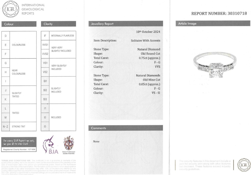 Art Deco 0.75 Carat Old Cut Diamond Engagement Ring, circa 1940 View VIII