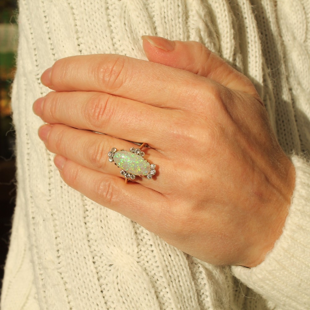 Art Deco 2.86 Carat Opal & Diamond Ring, circa 1930 View VII