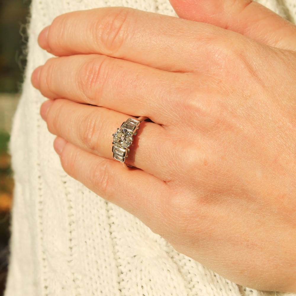 Mid Century 1.00 Carat Old Cut Diamond Engagement Ring, circa 1955 View II