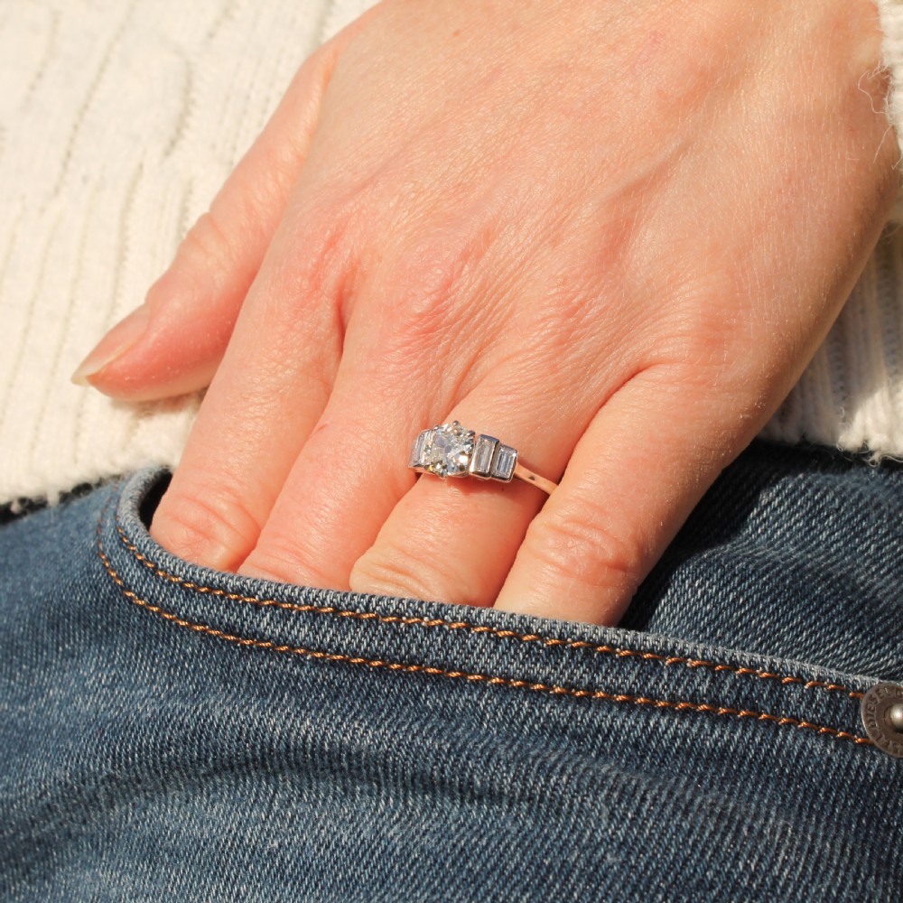 Mid Century 1.00 Carat Old Cut Diamond Engagement Ring, circa 1955 View VI