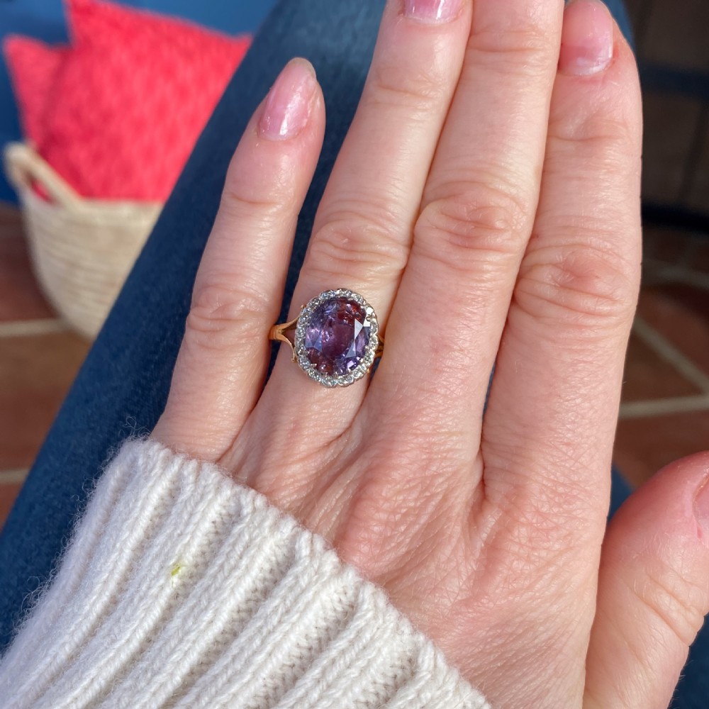 Edwardian 4.70 Carat Montana Sapphire & Diamond Cluster Ring, circa 1905 View VII