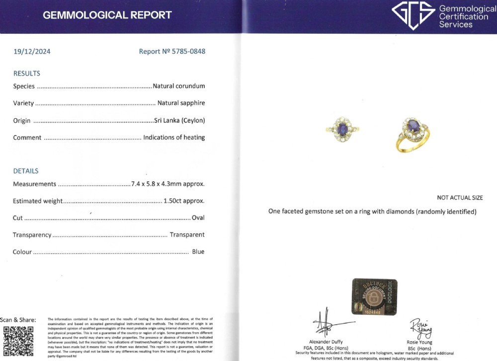 Art Deco 1.53 Carat Ceylon Sapphire & Rose Cut Diamond Ring, circa 1930 View IX