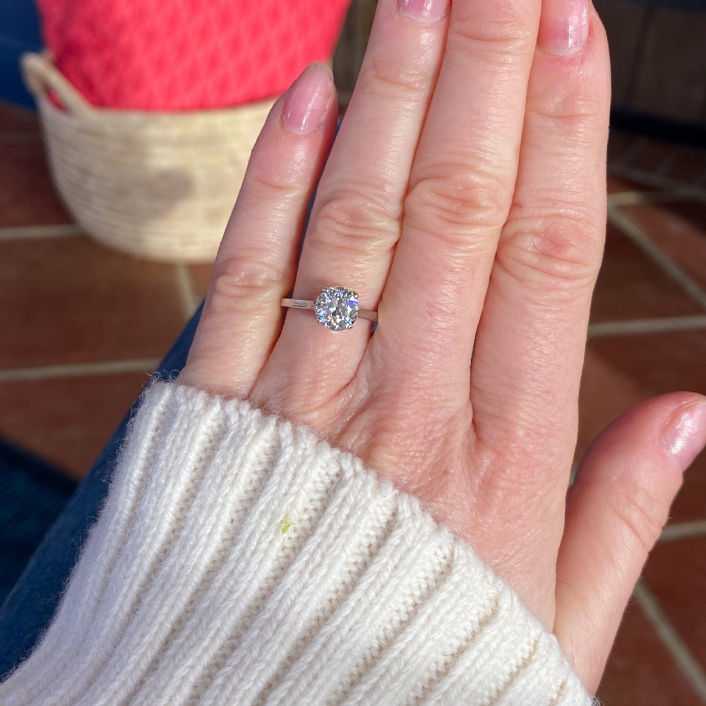 Art Deco 1.35 Carat Old Cut Diamond Engagement Ring, circa 1930 View VII