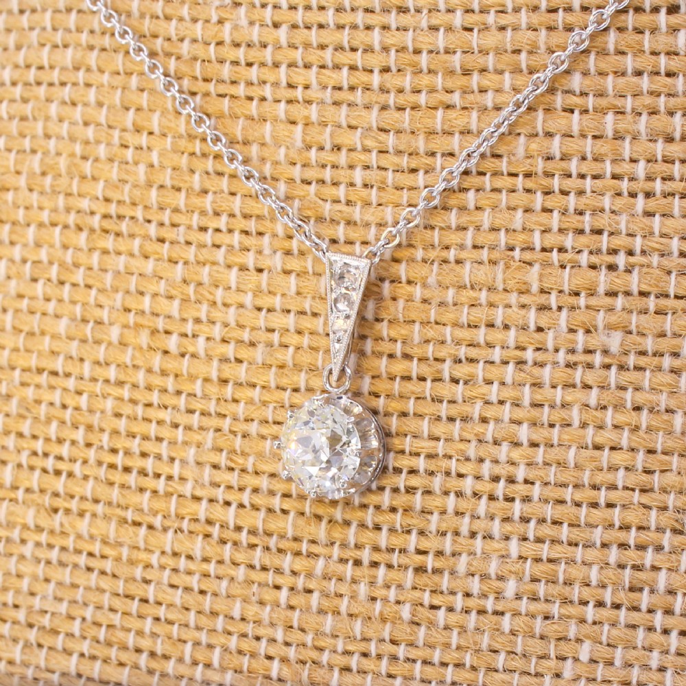 Art Deco 1.05 Carat Old Cut Diamond Solitaire Pendant, circa 1940