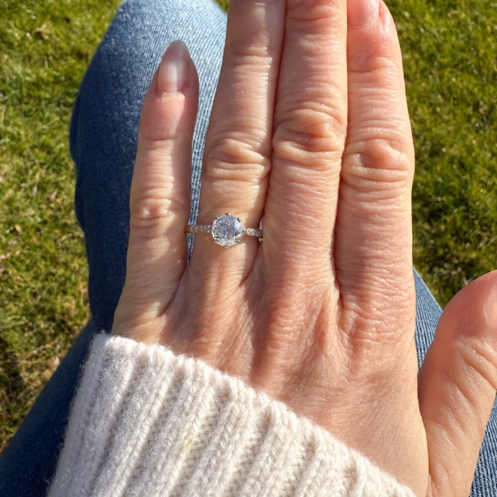 Art Deco 1.35 Carat Old Cut Diamond Engagement Ring, circa 1935 View VII
