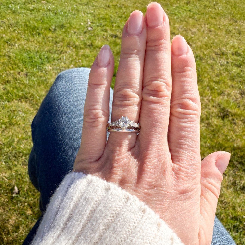0.80 Carat Old Cut Diamond Engagement Ring, Platinum View VII
