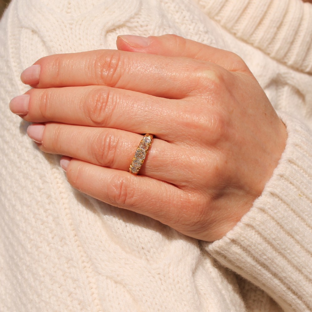 Victorian 1.09 Carat Old Cut Diamond Five Stone Ring, circa 1900 View VI