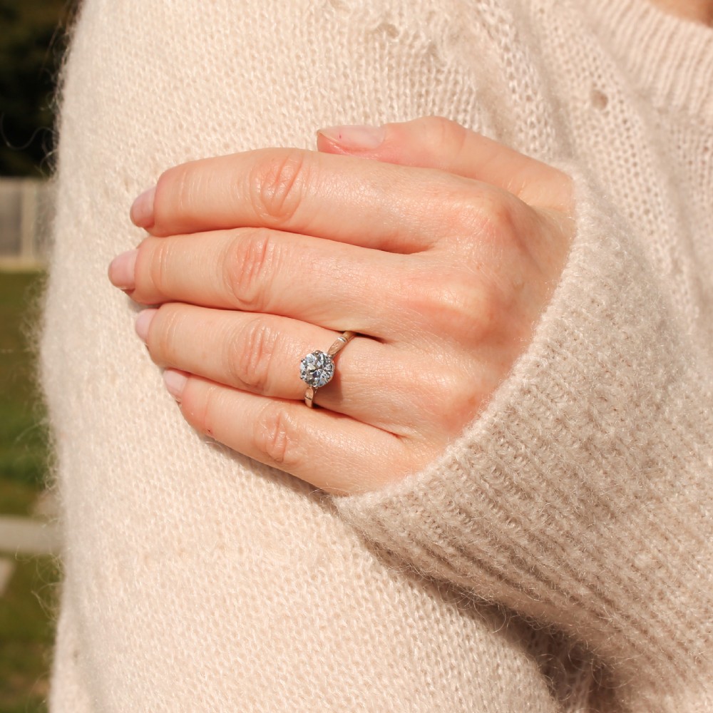 Mid Century 1.18 Carat Transitional Cut Diamond Engagement Ring, circa 1950 View VII