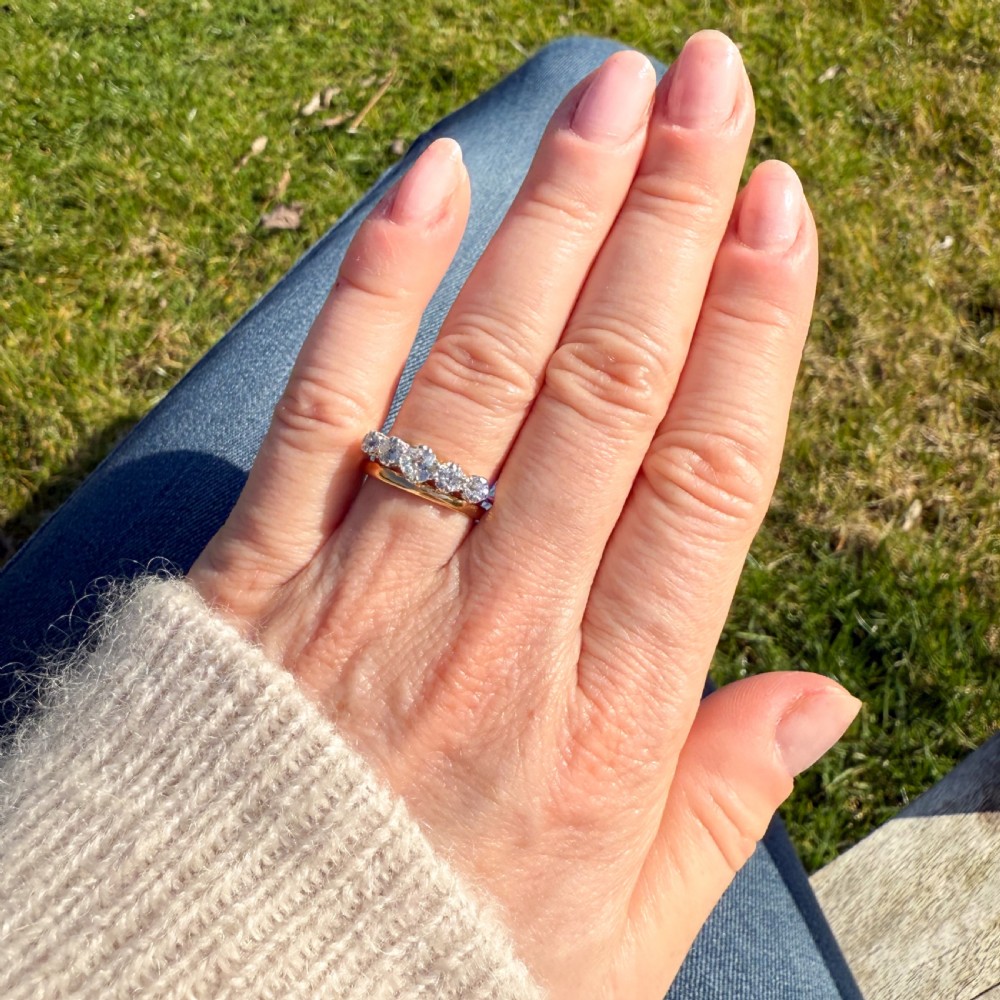 Art Deco 0.88 Carat Old Cut Diamond Five Stone Ring, circa 1925 View VI