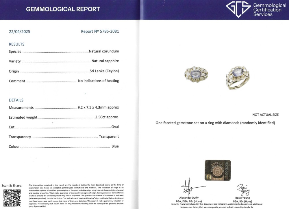 Mid Century 2.50 Carat Unheated Ceylon Sapphire & Diamond Cluster Ring, circa 1965 View VIII