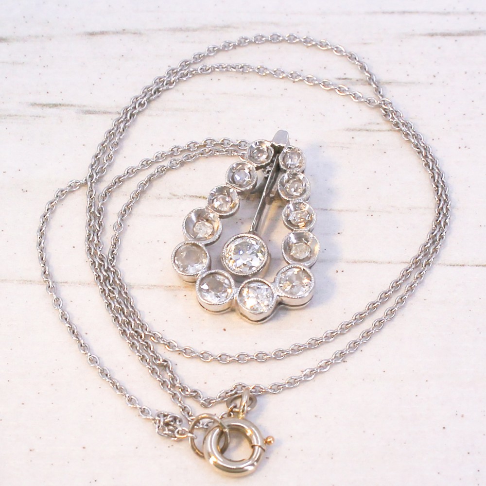 Art Deco 1.09 Carat Old Cut Diamond Pendant, circa 1935