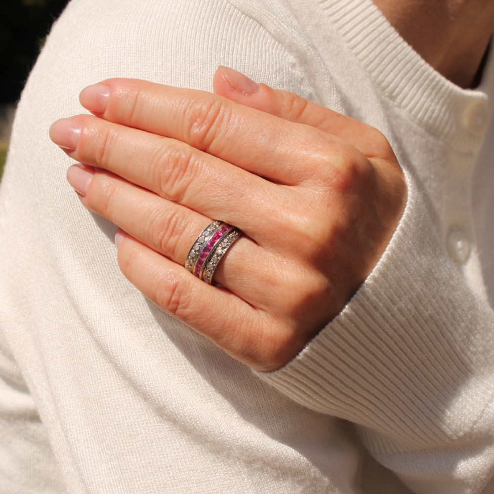 Mid Century Sapphire, Ruby & Diamond Flip Ring, circa 1950 View V
