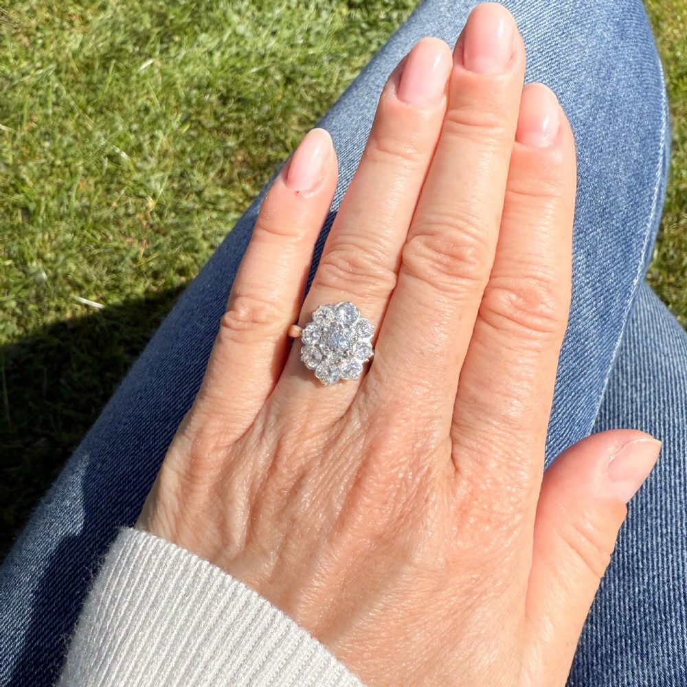 Art Deco 2.90 Carat Old Cut Diamond Cluster Ring, circa 1940 View VI