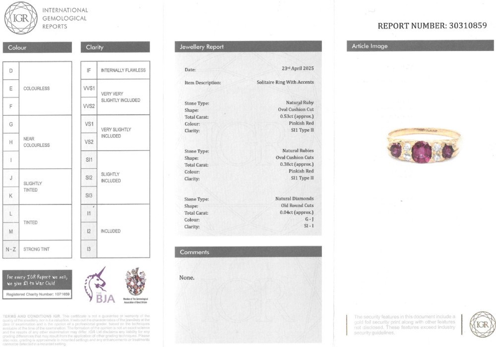 Victorian 0.91 Carat Ruby Three Stone Ring, circa 1900 View VIII