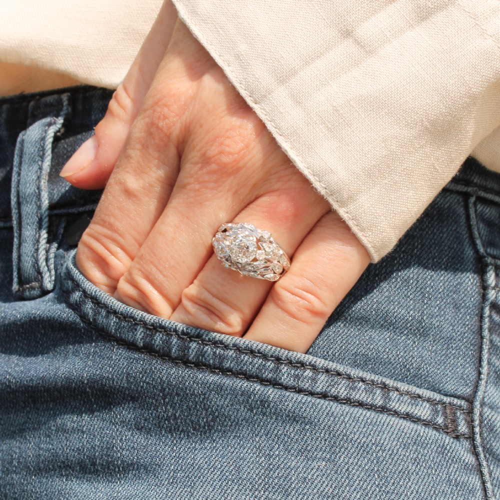 Mid Century 1.34 Carat Old Cut Diamond Ring, circa 1955 View II