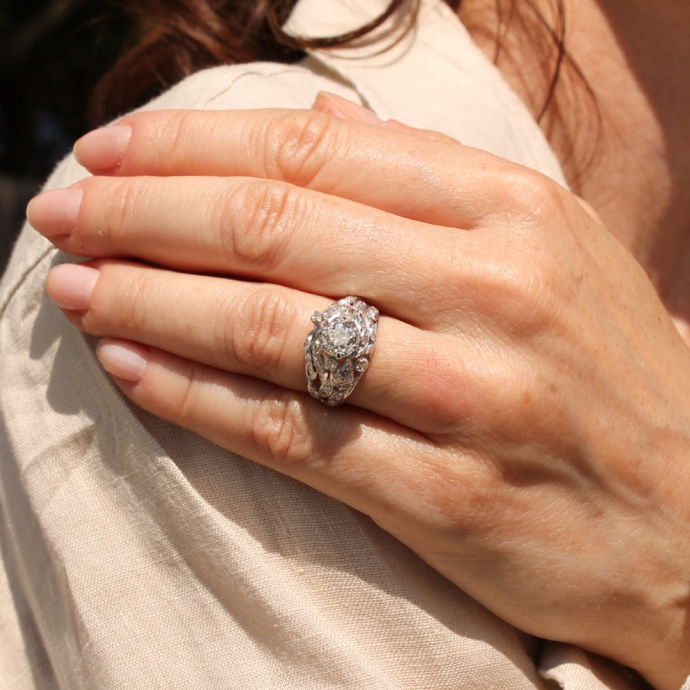 Mid Century 1.34 Carat Old Cut Diamond Ring, circa 1955 View VII