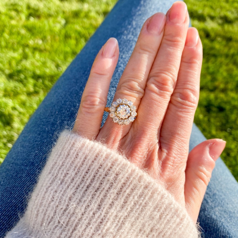 Victorian 2.83 Carat Old Cut Diamond Target Cluster Ring, circa 1890 View IX