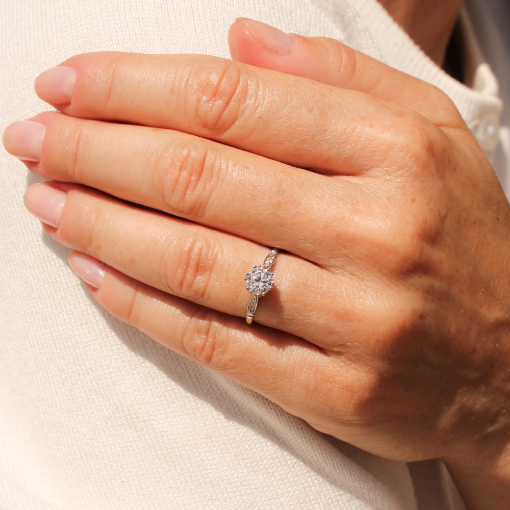 Mid Century 0.63 Carat Transitional Cut Diamond Engagement Ring, circa 1950 View II