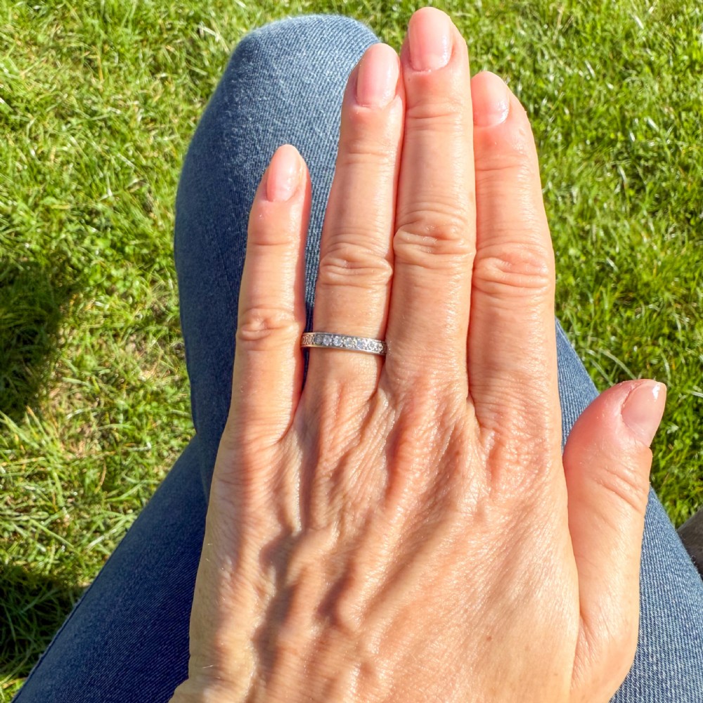 Vintage 0.81 Carat Diamond Full Eternity Ring, Platinum, size K View IV
