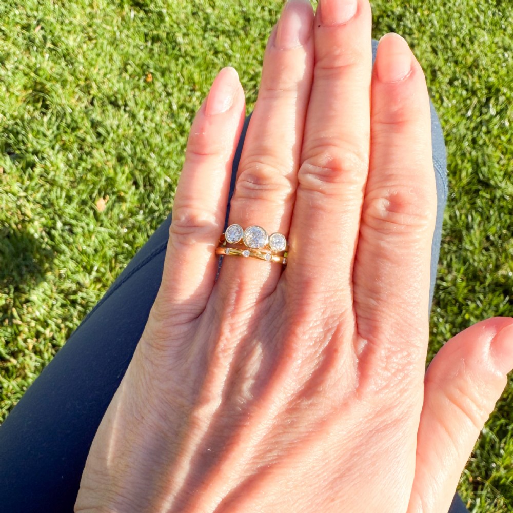 Art Deco 1.07 Carat Old Cut Diamond Three Stone Ring, circa 1925 View VII