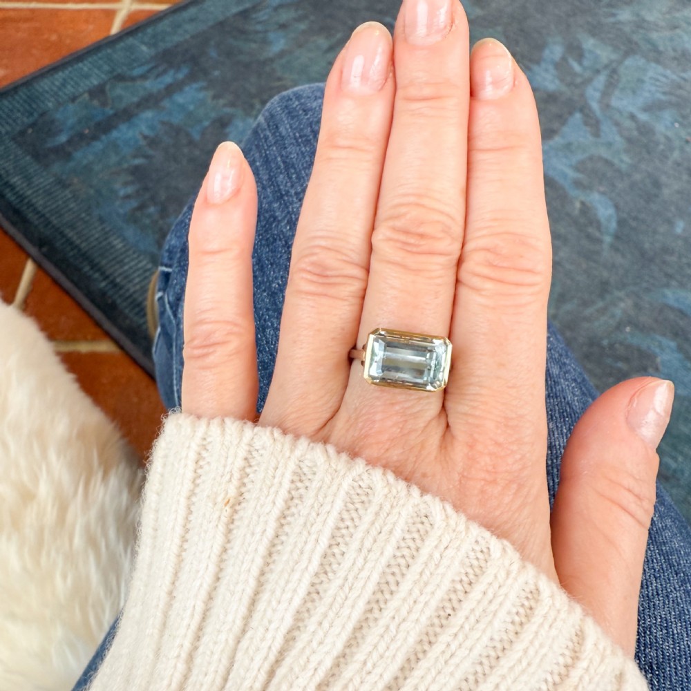 Vintage 5.45 Carat Aquamarine Solitaire Ring, circa 1950 View VII