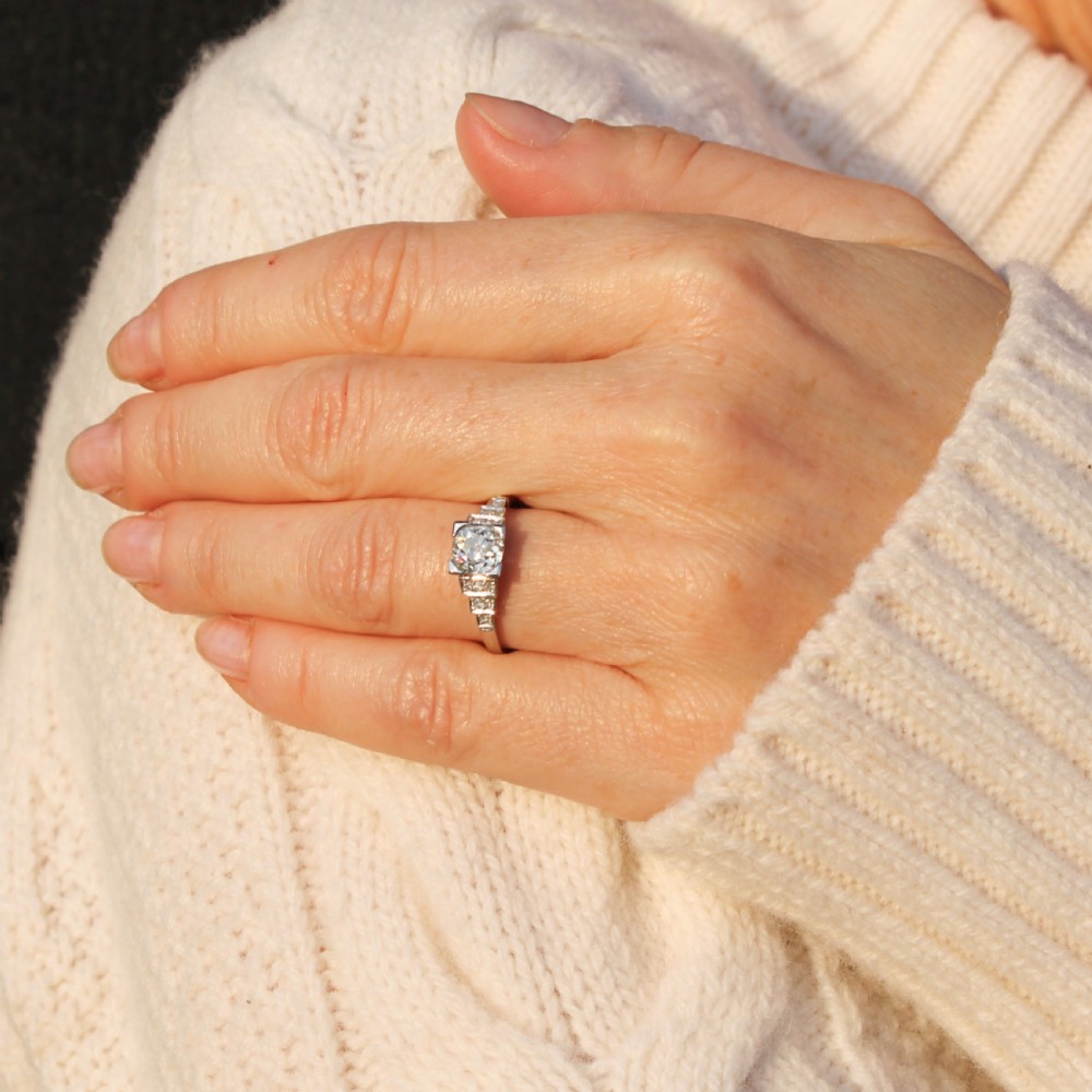 Antique 0.96 Carat Old Cut Diamond Engagement Ring, circa 1925 View II