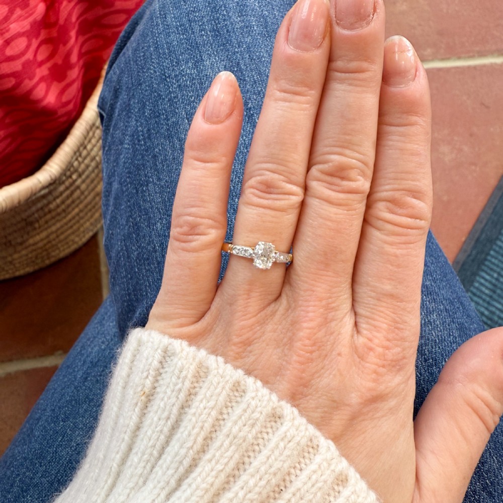 Art Deco 0.80 Carat Old Mine Cut Diamond Engagement Ring, circa 1930 View VI