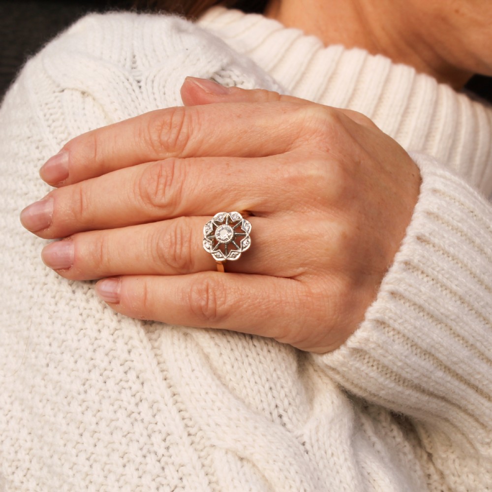 Vintage 0.40 Carat Old Cut Diamond Cluster Ring, circa 1925 View II