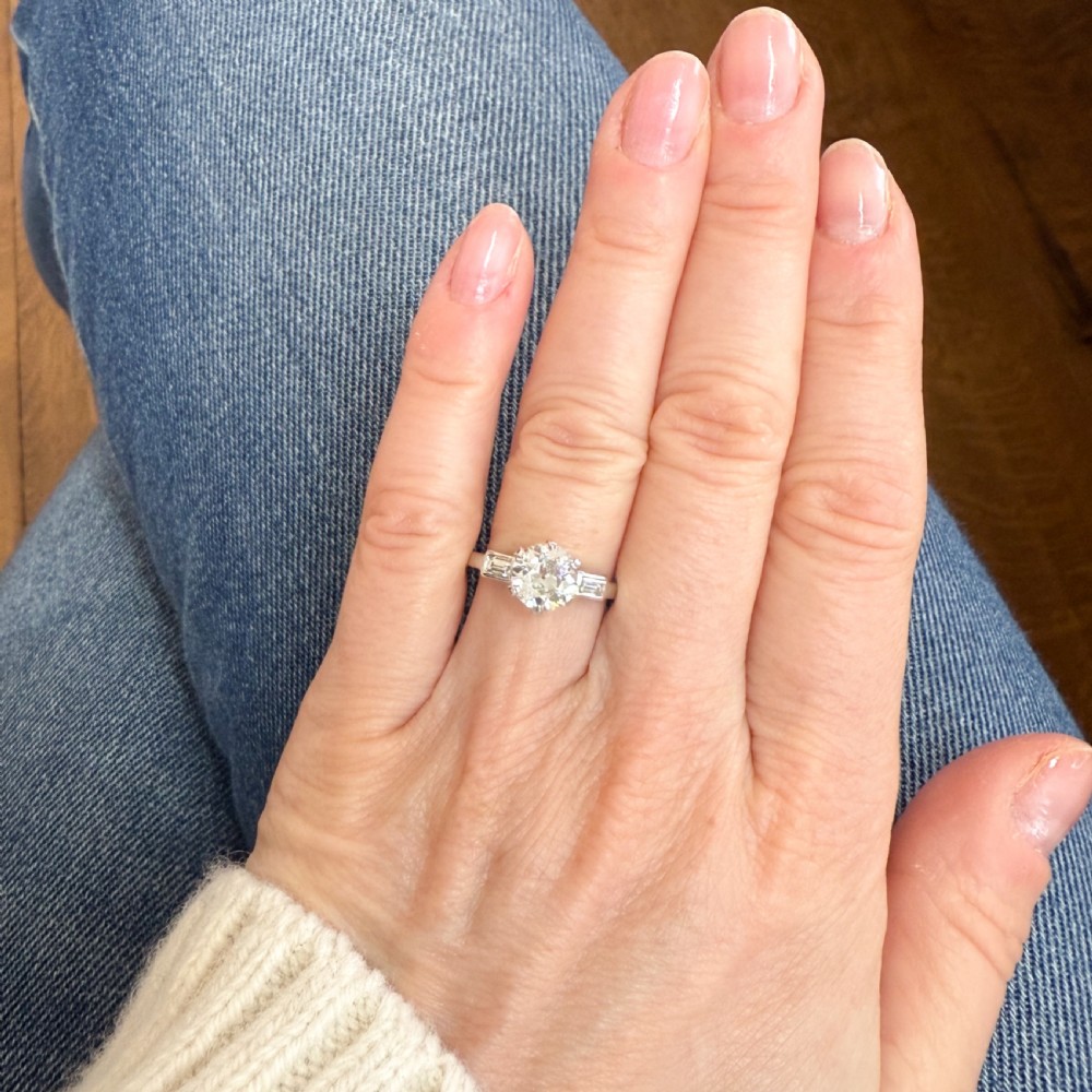 Vintage 1.36 Carat Old Cut Diamond Engagement Ring, circa 1950 View VI
