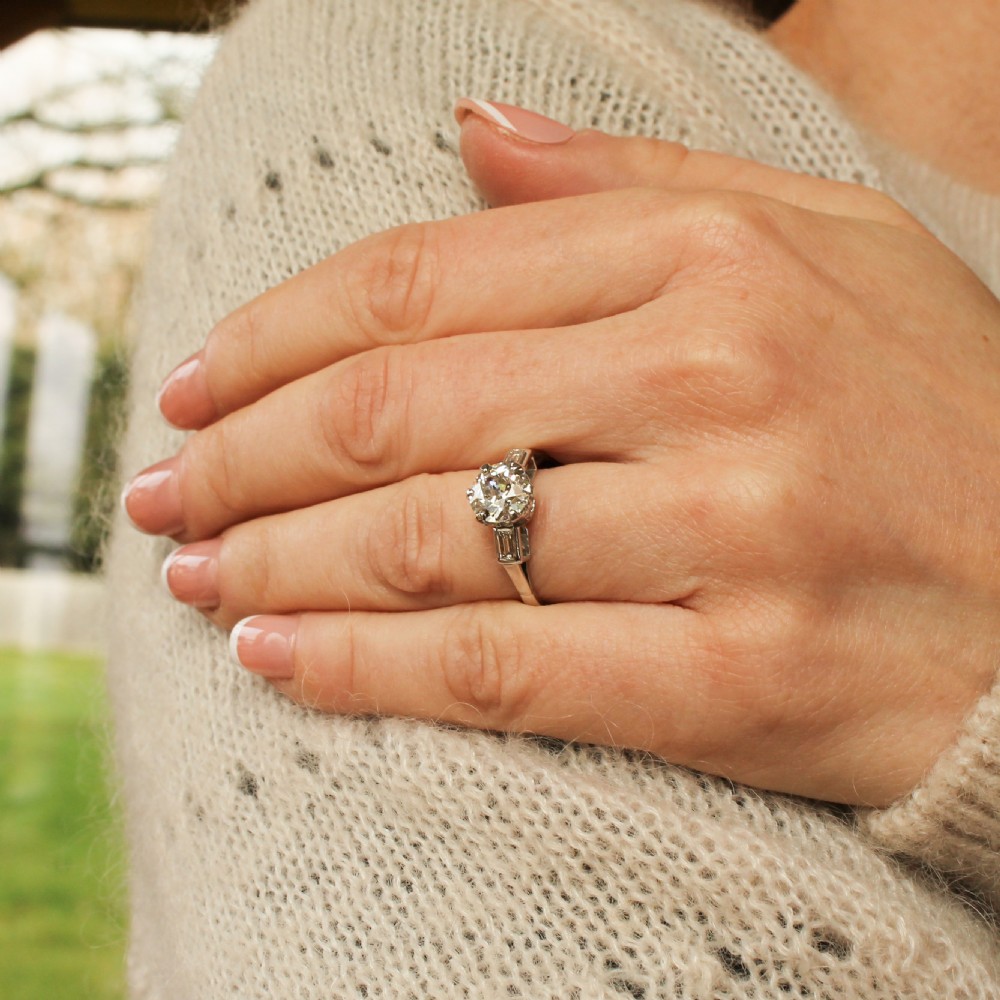 Vintage 1.36 Carat Old Cut Diamond Engagement Ring, circa 1950 View VII