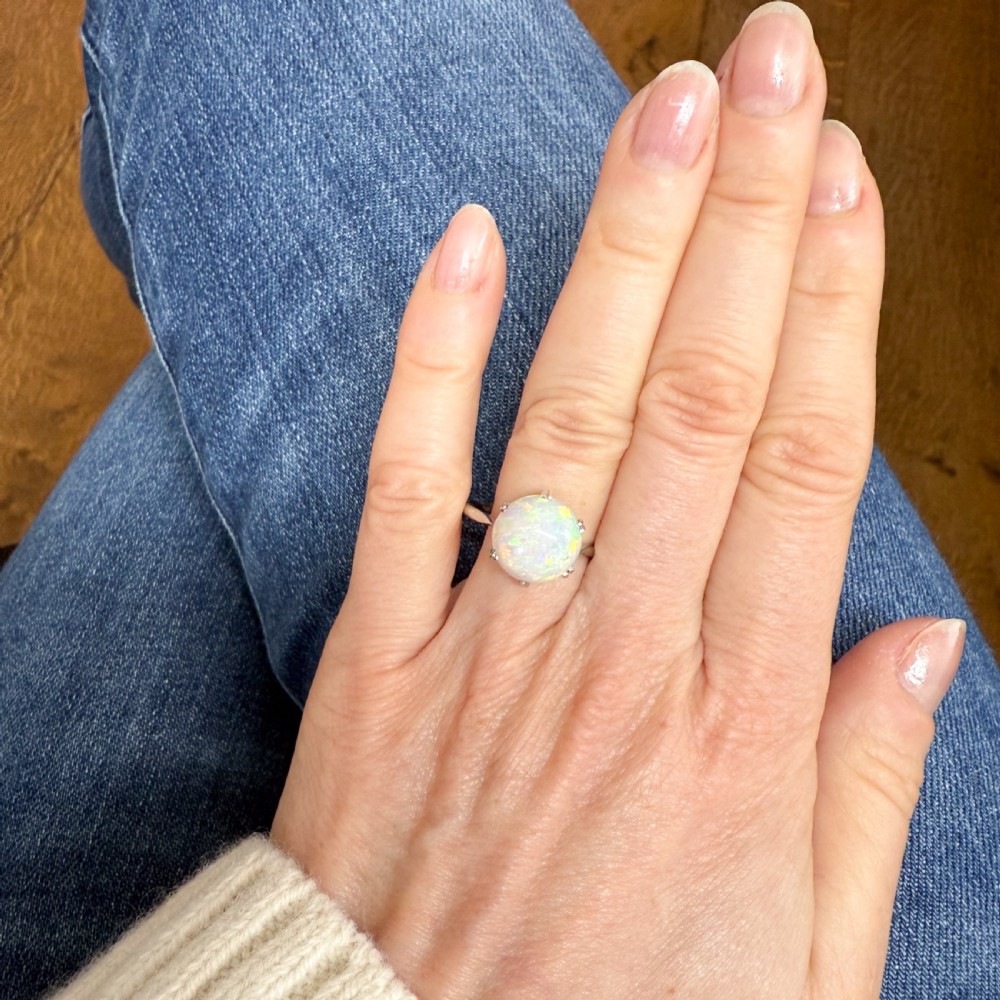 Vintage 3.25 Carat Opal Solitaire Ring, circa 1940 View VI
