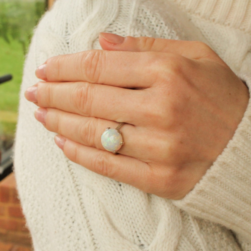Vintage 3.25 Carat Opal Solitaire Ring, circa 1940 View VII