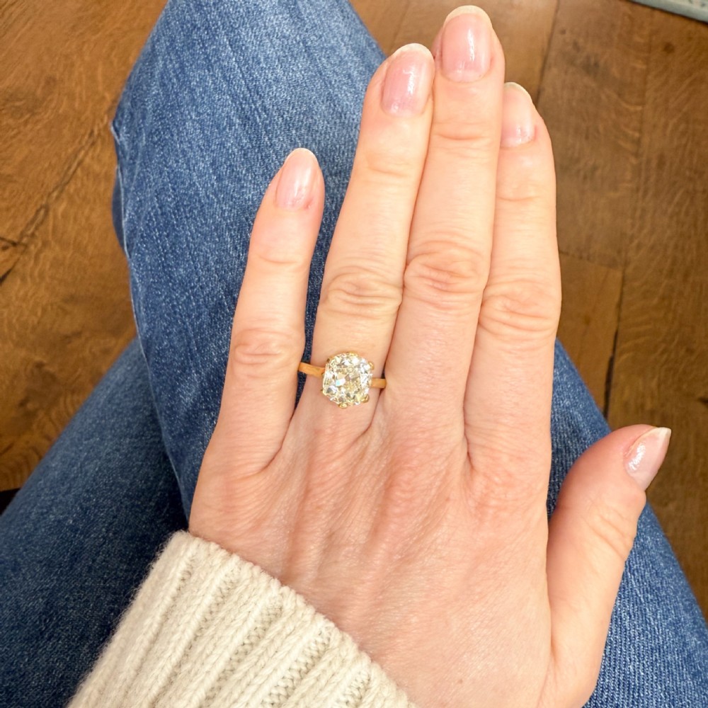 Antique 3.71 Carat Old Cut Diamond Solitaire Ring, circa 1910 View VII