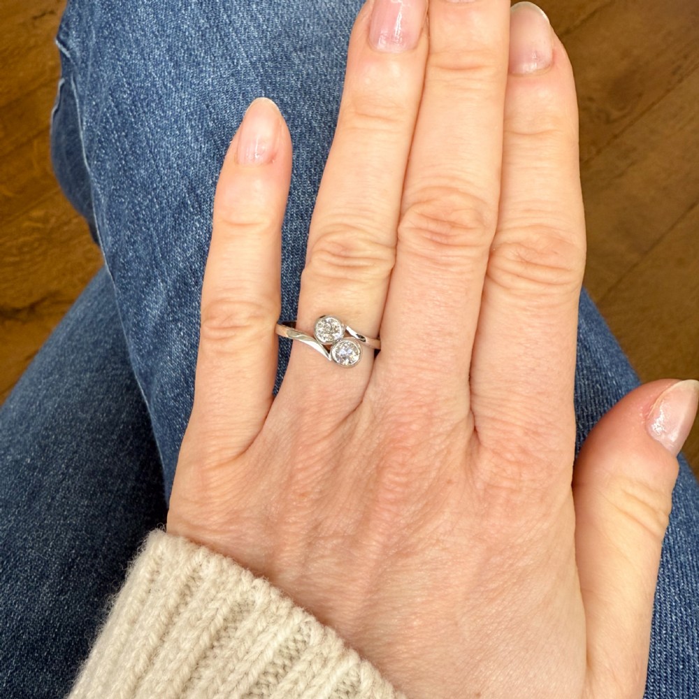 Vintage 0.50 Carat Old Cut Diamond Bypass Ring, circa 1950 View VI