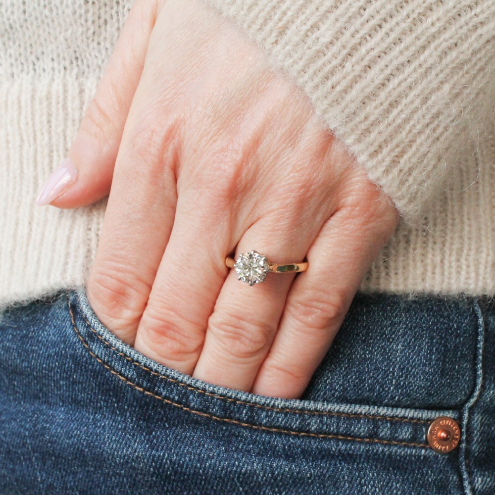 Vintage 1.16 Carat Transitional Cut Diamond Engagement Ring, circa 1955 View VI