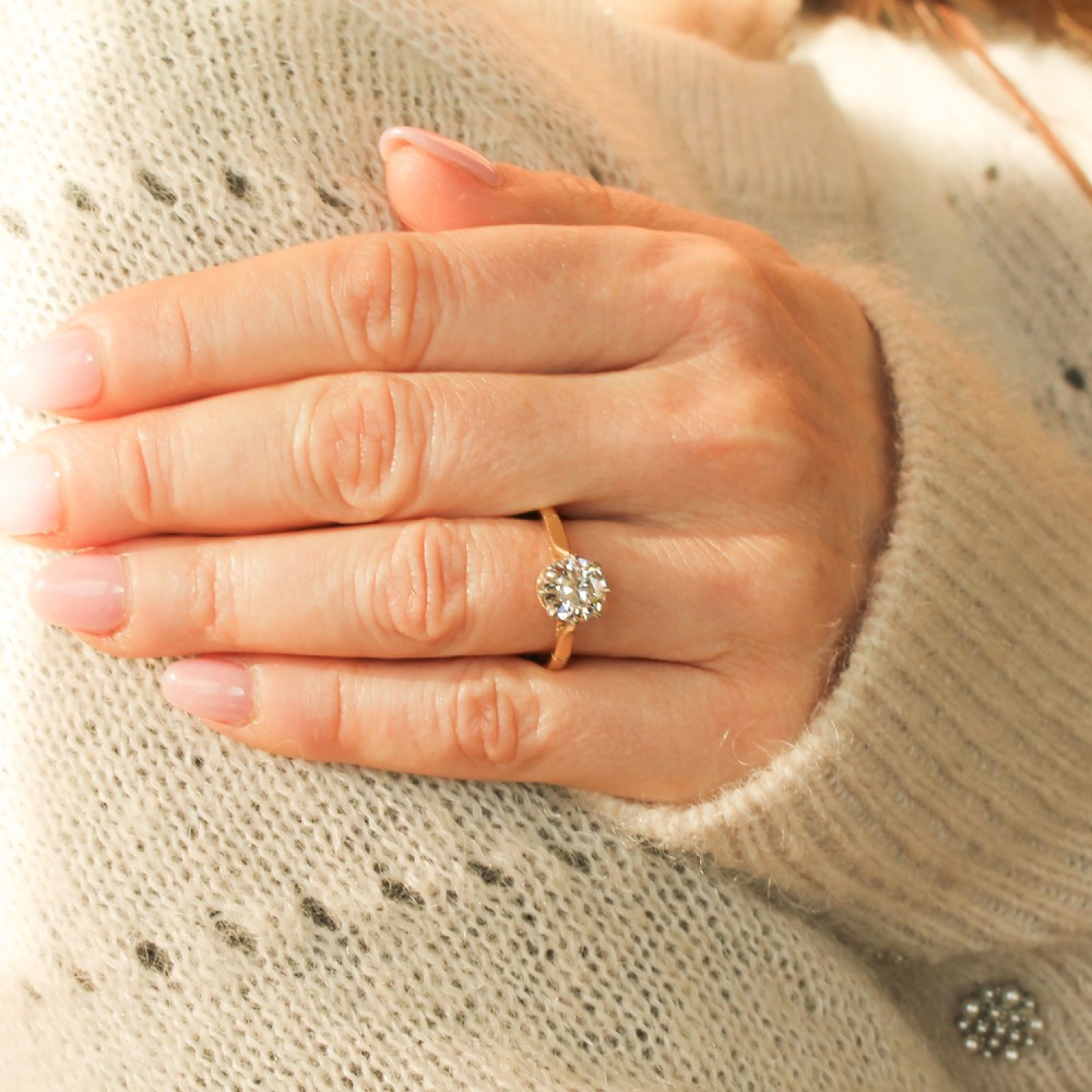 Vintage 1.16 Carat Transitional Cut Diamond Engagement Ring, circa 1955 View VII