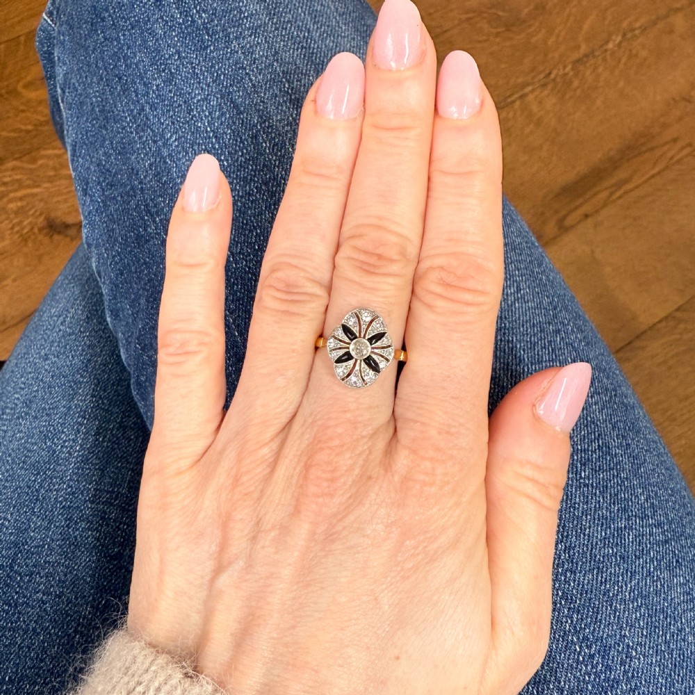 Antique Old Cut Diamond & Onyx Ring, circa 1910 View VI