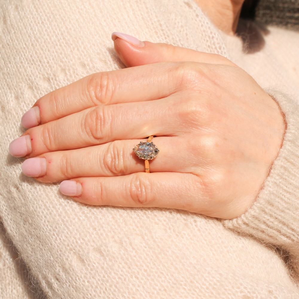 Vintage 2.50 Carat Old Oval Cut Diamond Solitaire Ring, circa 1935 View VI