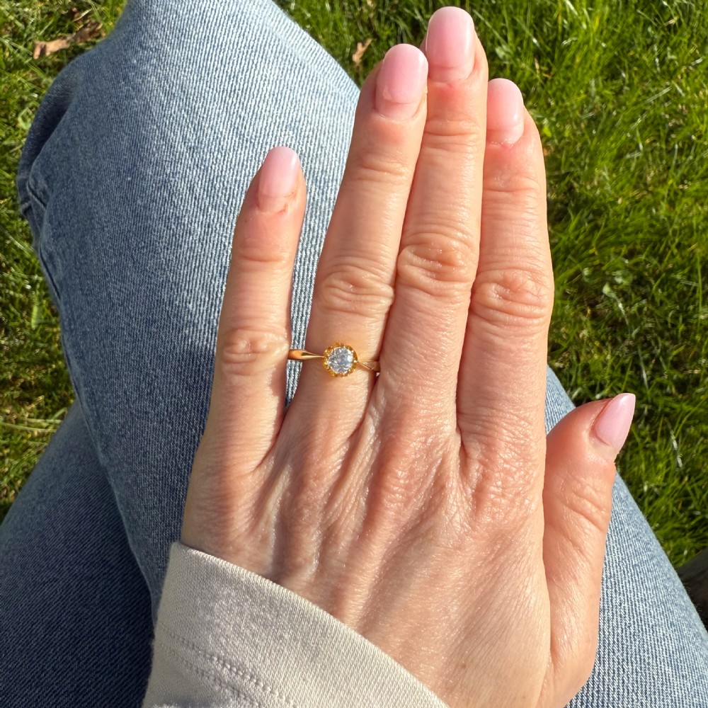 Antique 0.60 Carat Old Cut Diamond Solitaire Ring, circa 1915 View VI