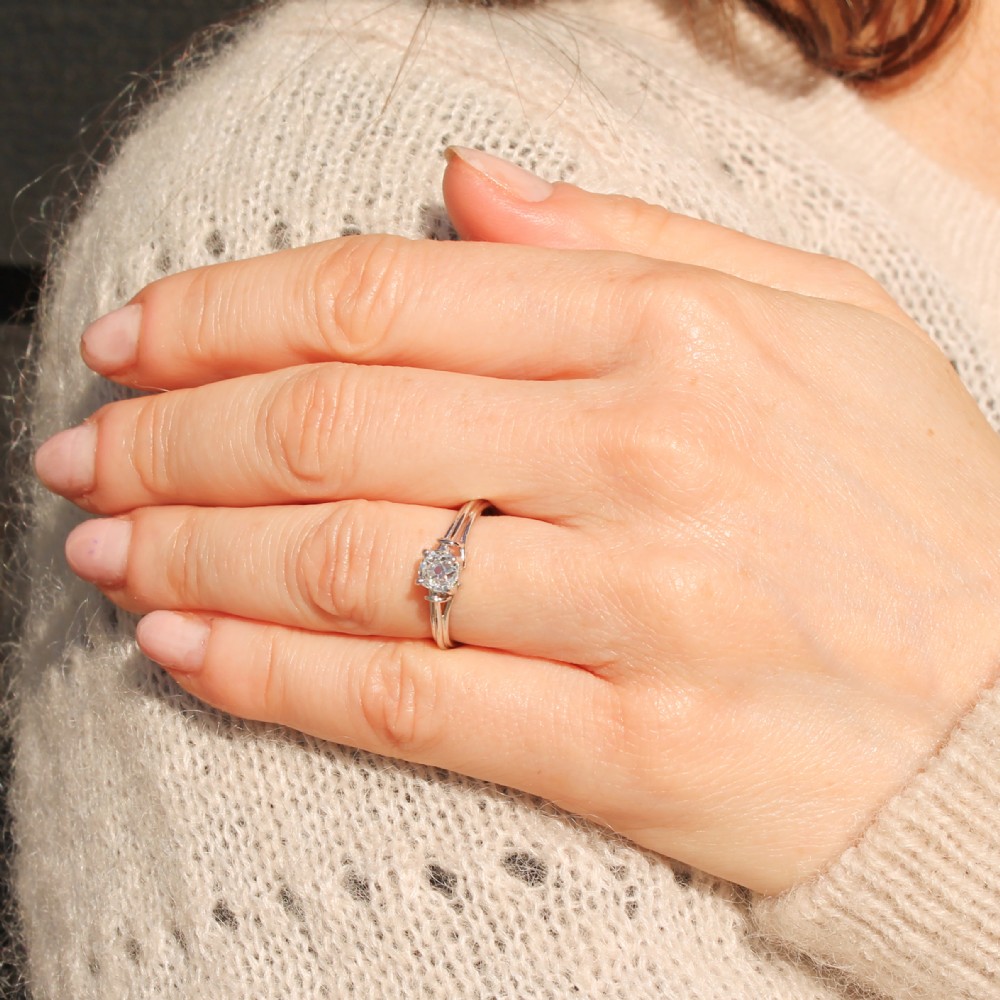 Vintage 0.53 Carat Old Cut Diamond Engagement Ring, circa 1960 View II