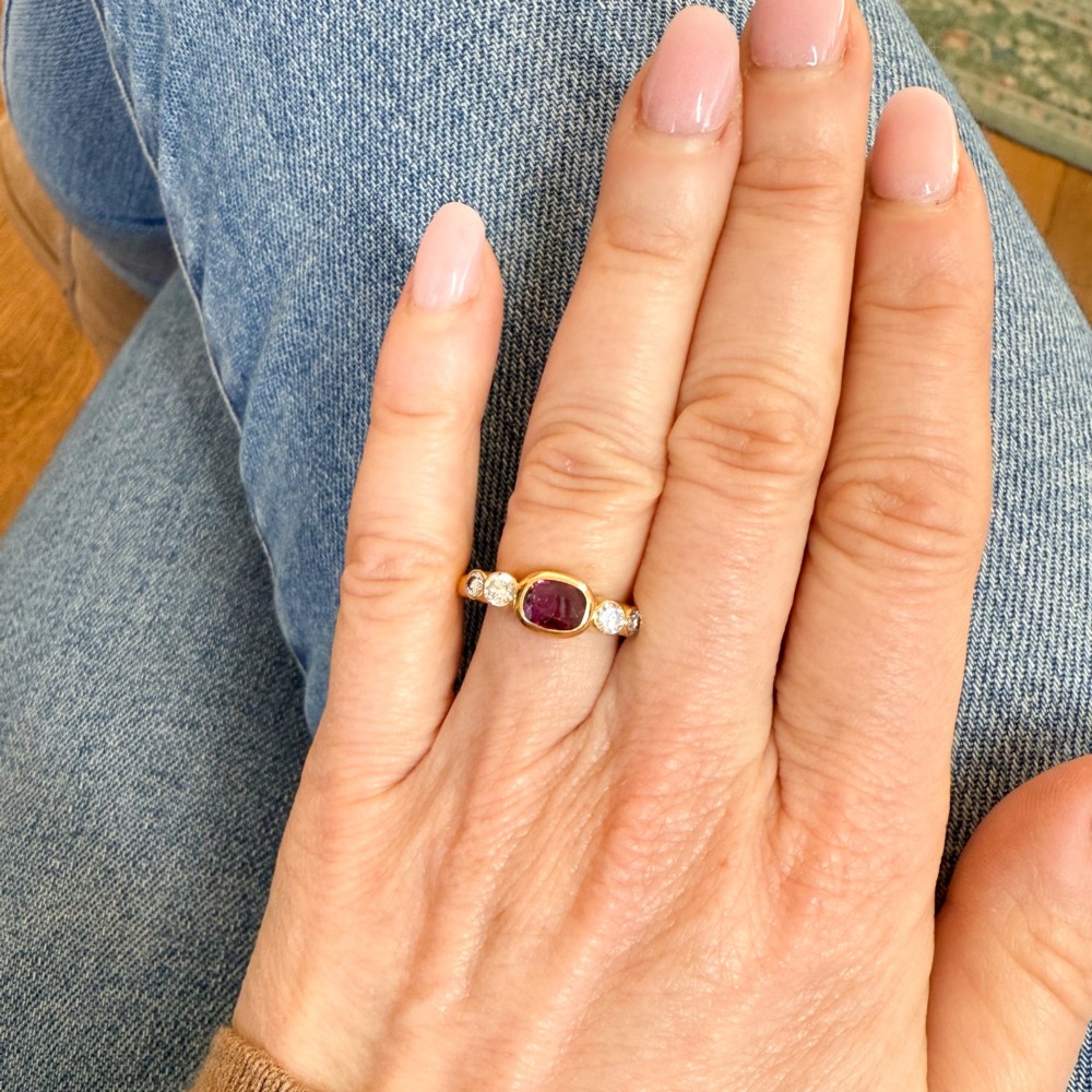 Vintage 0.65 Carat Ruby & 0.50 Carat Diamond Ring View VI