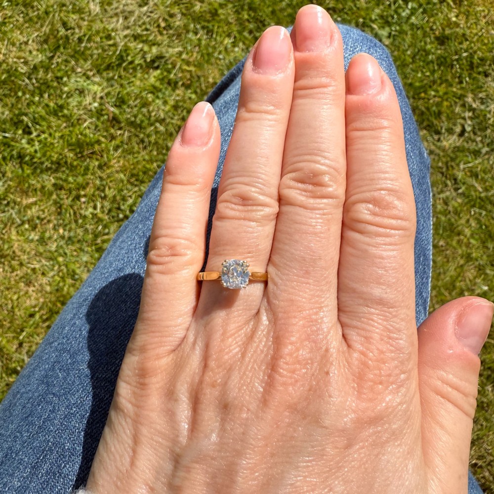 Vintage 1.26 Carat Old Cut Diamond Engagement Ring, circa 1920 View VI