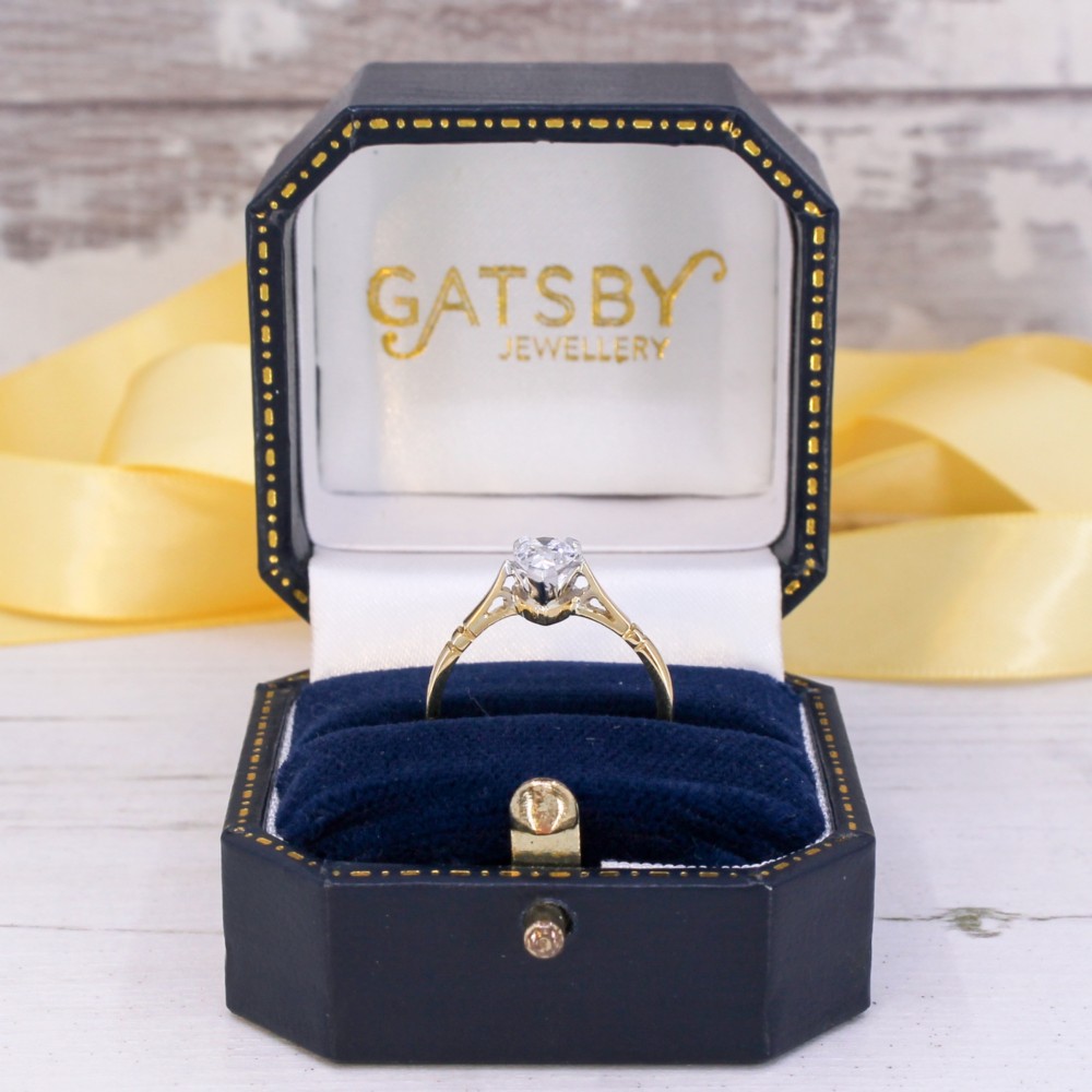 Vintage 0.59 Carat Old Pear Cut Diamond Engagement Ring, circa 1920 View IX